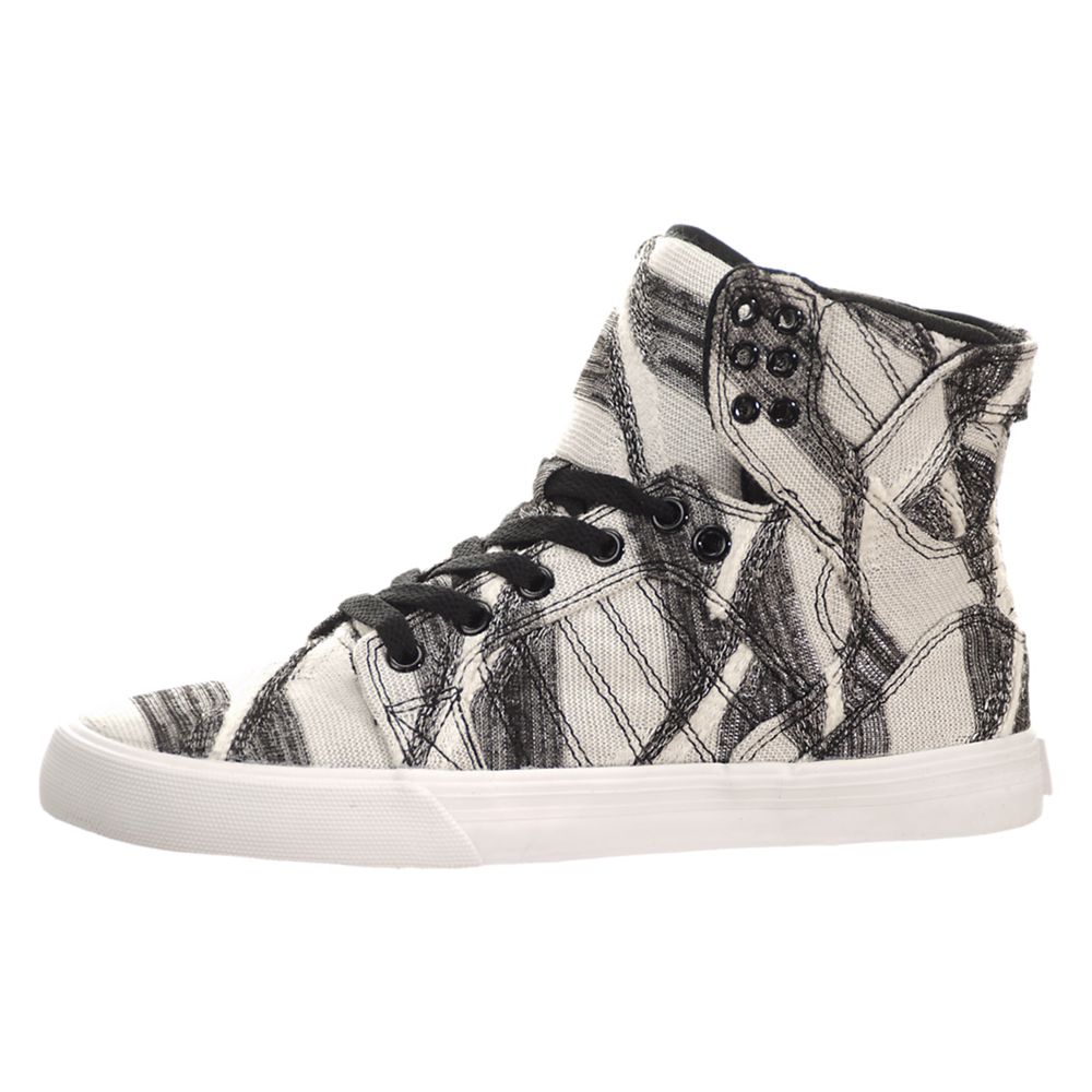 Baskets Montantes Supra SkyTop Blanche Grise White/Print-White Femme | MYV-12959005